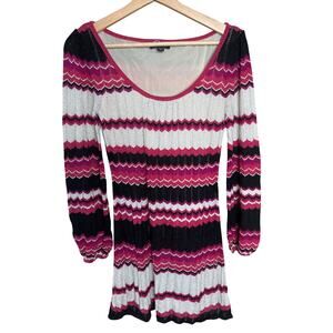 Bebe Medium Stripped Dress Balloon Sleeve Knit